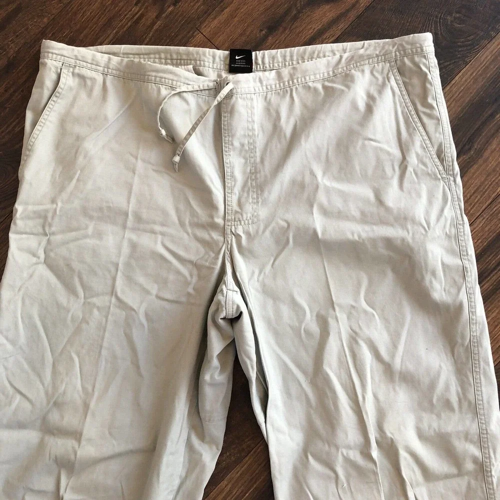 Vintage Nike Tan Khaki Pants Draw String Pockets XL Late 90s Athletic Leisure￼